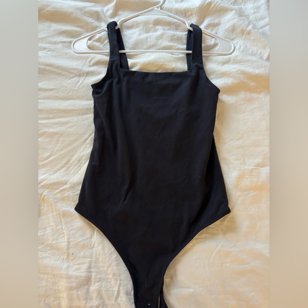 Black Square Neck Bodysuit